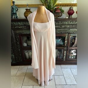 A.B.S Evening Collection Baby Pink Formal Gown with Shall